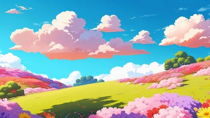 Fototapeta premium landscape with flowers