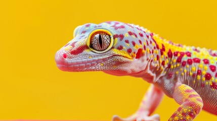 Fototapeta premium Gecko, Yellow Background