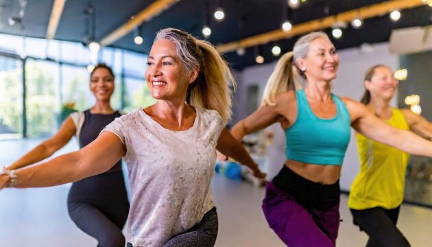 Woman on Zumba with friends