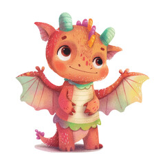 Cute dragon white background watercolor (8)