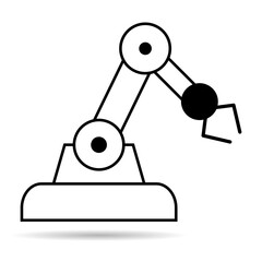 Mechanical robot arm machine shadow icon, technology hydraulic robotic hand, vector illustration