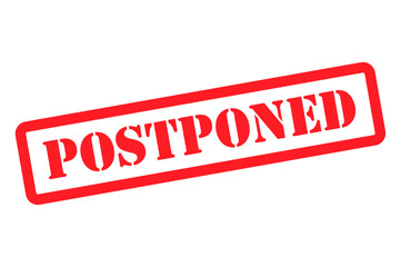 Postponed stamp symbol, label sticker sign button, text banner vector illustration