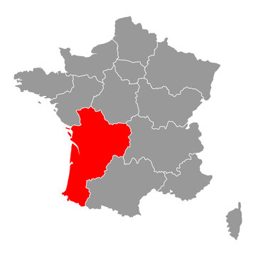 New Aquitaine of France map symbol shape, travel web flat concept icon symbol vector