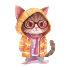 Cute cool cat wearing eyeglasses and hoodie (12)
