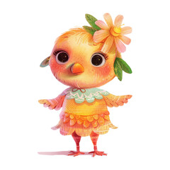 Cute chick white watercolor illustration (31)