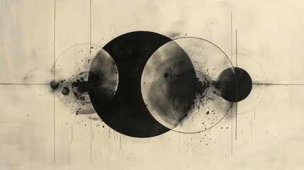 Abstractly convey the minimalist idea of circles as nodes connecting disparate elements.