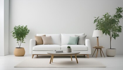 Modern Minimalist Living Room with White Sofa