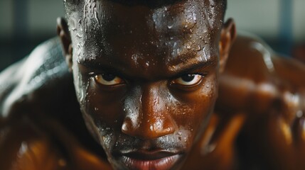 The determined face of an athlete