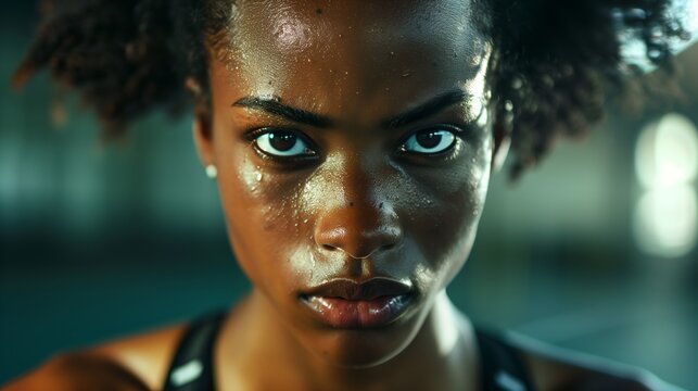 The determined face of an athlete