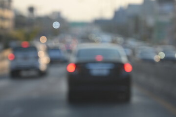highway traffic with safety barrier on road asphalt, blurred image