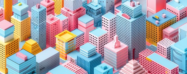 An abstract background illustration with Colorful miniature buildings