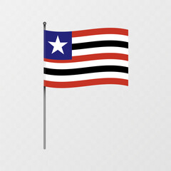 Maranhao flag on flagpole. Vector illustration.