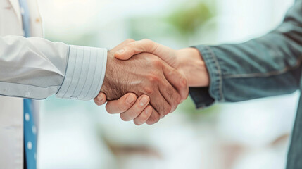 Close-up of a strong, professional handshake between two business partners