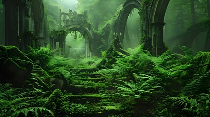 Obraz premium leafy green fern background. 