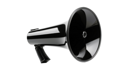 Black megaphone  isolated on transparent background.. Perfect for advertising, public announcement, and promotion concepts.