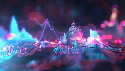 Fototapeta premium Neon Financial Graph with Data Points