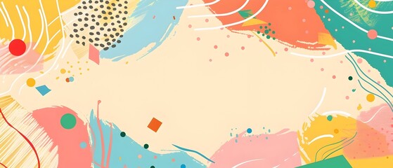Fototapeta premium Vibrant Sporty Background with Retro Inspired Doodle Border and Glittering Copy Space