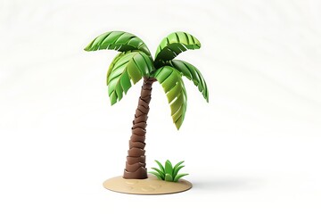 3d palm tree icon isolated on white background, 3d illustration