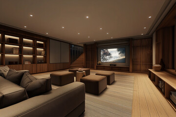 Interior Design for Family Rooms with Wide-Screen TV