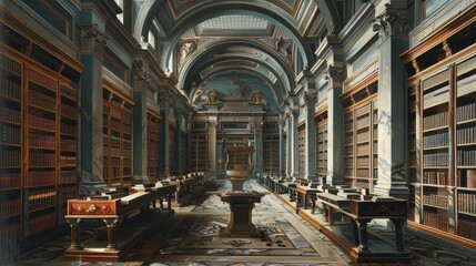 Manuscripts history library building illustration