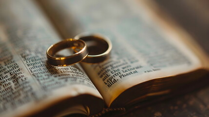 wedding ring on opened book