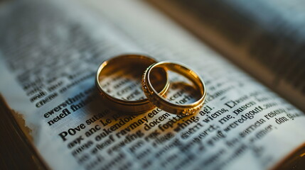 wedding ring on opened book