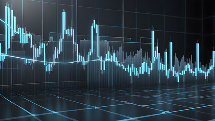 Abstract graph chart of stock market trade background in very light blue and gray colors. Growth up business financial investment or economic concept, Generative AI