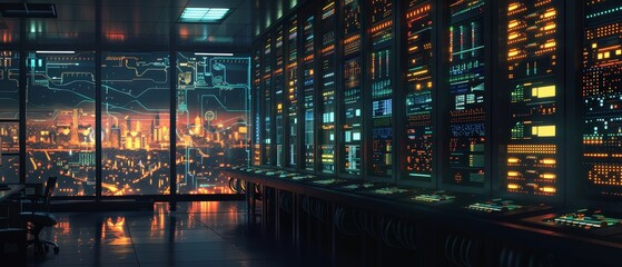 Illuminated server room panel 