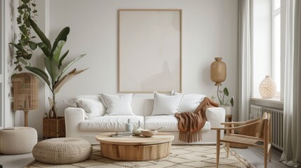  Minimalist Scandinavian Living Room - Cozy and Relaxing Neutral Toned Interior Design 4K Wallpaper.