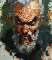 Angry Old Man Portrait Illustration