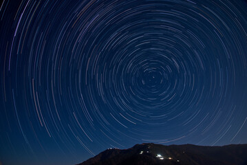 Star Trails Timelapse over night sky in Uttarakhand India