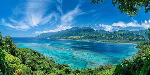 Rarotonga in Cook Islands skyline panoramic view