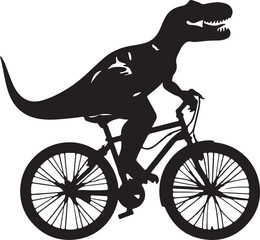 Obraz premium dinosaur on bicycle silhouette