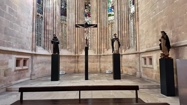 Inside the church of the Monastery of Santa Maria da Vitoria, Our Lady of the Victory at Batalha, Portugal. A World Heritage Site