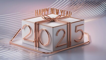 Happy new year 2025 gift box.