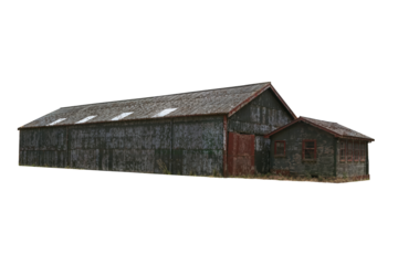 An old farm barn in a rural area isolated cutout transparent png	