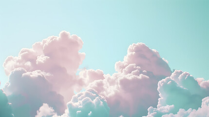 Dreamy Skies: Cotton Candy Clouds in a Lavender Mint Paradise