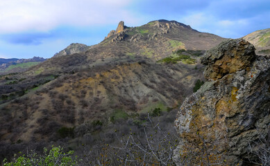 Kara-Dag, colorful volcanic rocks along the Black Sea coast in the national park