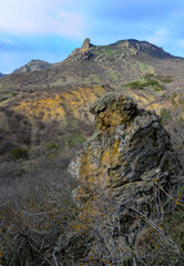 Kara-Dag, colorful volcanic rocks along the Black Sea coast in the national park