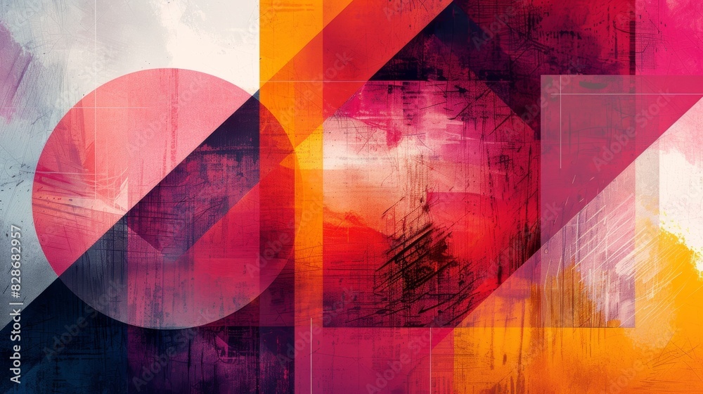 Fototapete abstract geometric shapes merging into one another.