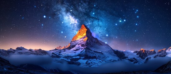Mountain under Starry Sky
