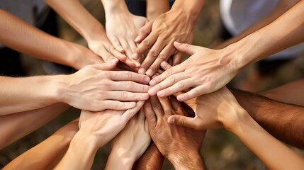 business people making pile of hands