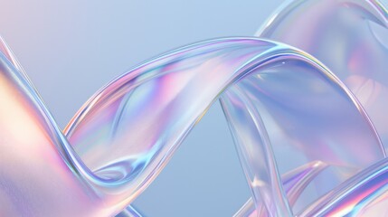Macro glass 3d Y2K render abstract background. Transparent glassmorphism modern texture. Holographic curved wave in motion. Gradient design element.