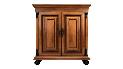 Wood cabinet furniture Interior design concept furniture for living isolated on clear png background and transparent background, AI generative.	