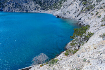 Eastern Crimea, view of the coastal mountains and rocks near Cape Kapchik, Novyi Svet