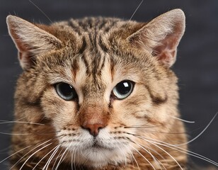 An old sick cat looking with upset face, it is nearly dying
