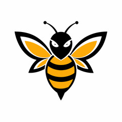 a minimalist Animal logo vector art illustration with an angry honey bee icon