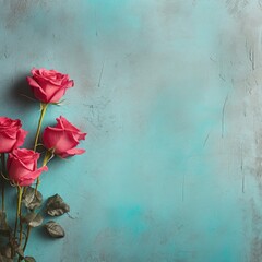 Rose background on cement floor texture flower on stone wall backdrop texture