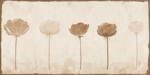 Watercolor smooth painting, very dreamy flowers in different colors standing tall in a field