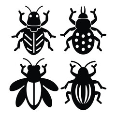 Set of Flower chafer beetle line icon black vector on white background